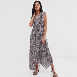 All Saints Tate Misra Maxi Dress python snake print medium asymmetrical